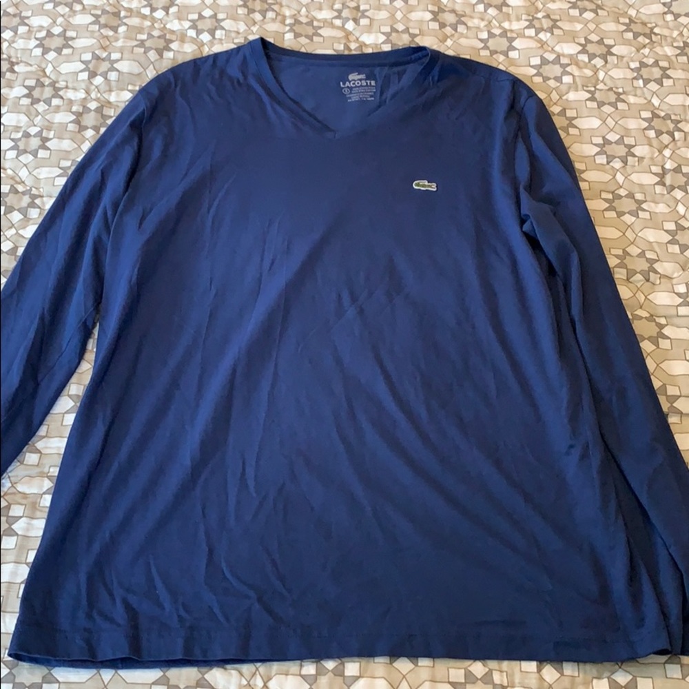 Lacoste lightweight v neck long sleeve t shirt
